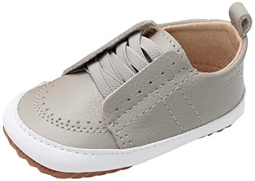 Dotty Fish sportliche Lederschuhe für Kinder. Jungen Mädchen Slip On Sportschuhe. Lauflernschuhe. Hellgrau Slip On Kinderschuhe rutschfest (20 EU) von Dotty Fish