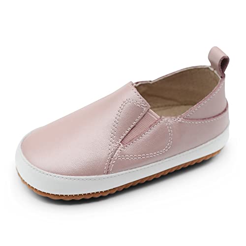 Dotty Fish sportliche Lederschuhe für Kinder. Jungen Mädchen Slip On Sportschuhe. Lauflernschuhe. Rosa Slip On Kinderschuhe rutschfest,Perlmuttrosa, 24 EU(UK 7) 7 von Dotty Fish