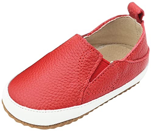 Dotty Fish sportliche Lederschuhe für Kinder. Jungen Mädchen Slip On Sportschuhe. Lauflernschuhe. Rot Slip On Kinderschuhe rutschfest (18.5 EU) von Dotty Fish