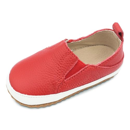 Dotty Fish sportliche Lederschuhe für Kinder. Jungen Mädchen Slip On Sportschuhe. Lauflernschuhe. Rot Slip On Kinderschuhe rutschfest (20 EU) von Dotty Fish