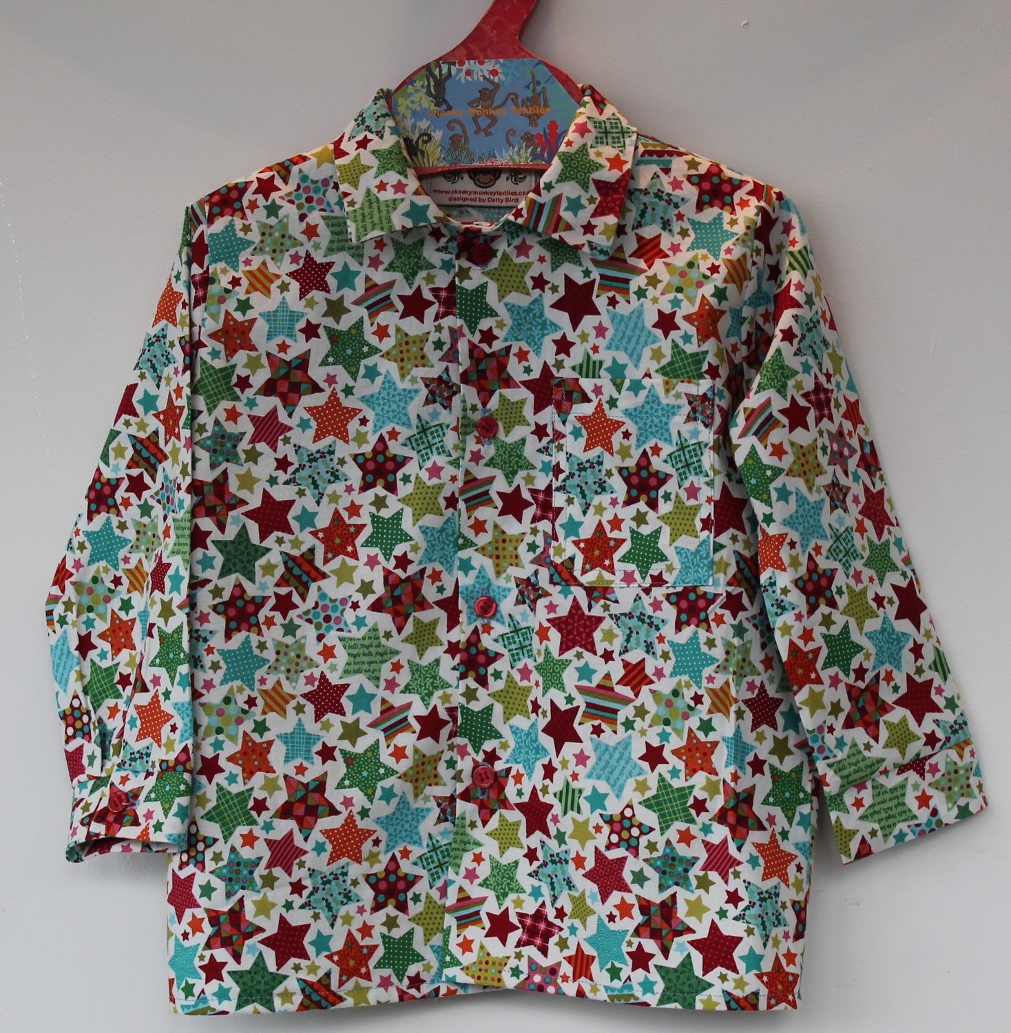 Kinder-Weihnachtsshirt - Festlicher Sternenstoff Von Makower, Größen 1, 2 Und 4 Jahre. Geschenkidee, Weihnachtskleid von DottyBirdKidsClothes