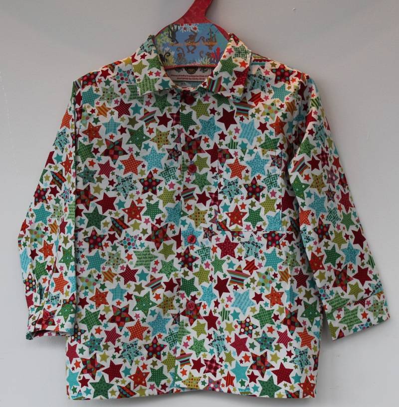 Kinder-Weihnachtsshirt - Festlicher Sternenstoff Von Makower, Größen 1, 2 Und 4 Jahre. Geschenkidee, Weihnachtskleid von DottyBirdKidsClothes