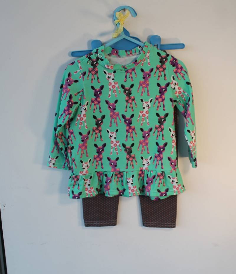 Reh, Bambi, Outfit Für 6-12 M Mädchen. Geschenkidee, Kleidungsset , Bio-stoff, Kleid von DottyBirdKidsClothes