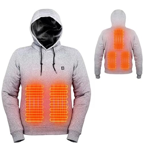 Dotwites Voraliste Unisex Beheizter Hoodie, Usb Wiederaufladbare Thermo-Sweatshirt, 3 Heizmodi, Waschbares Kapuzen-Sweatshirt, grau, 36 von Dotwites