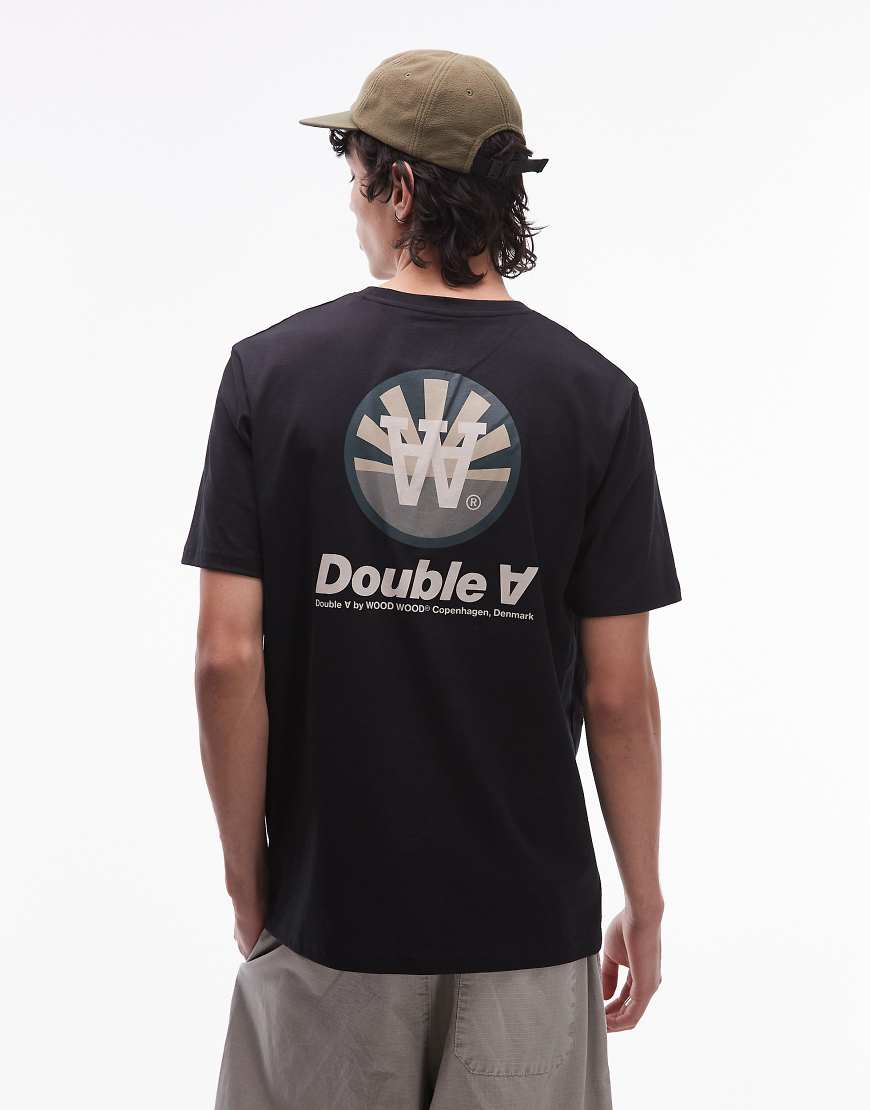 Double A By Wood Wood - Ace - T-Shirt in Schwarz mit Doppel-Sonnenprint von Double A by Wood Wood
