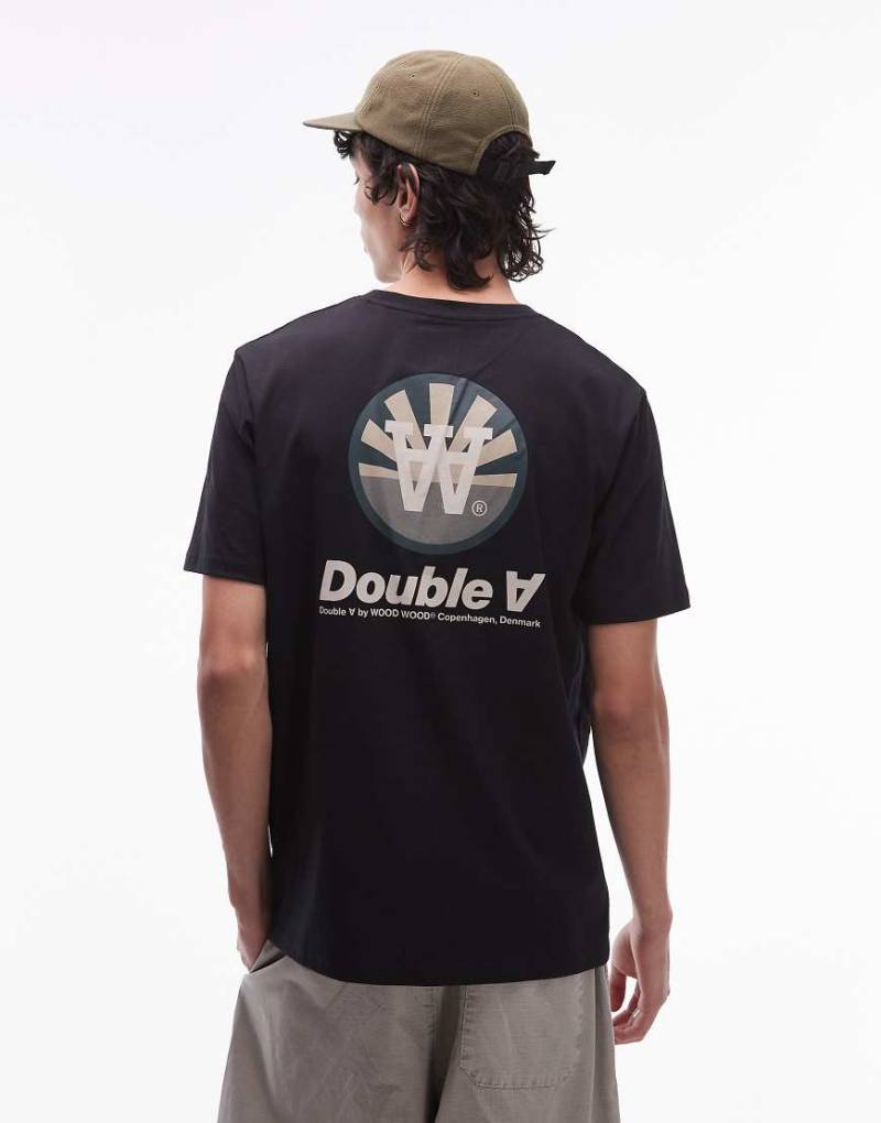 Double A By Wood Wood - Ace - T-Shirt in Schwarz mit Doppel-Sonnenprint von Double A by Wood Wood