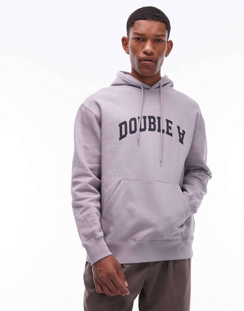 Double A By Wood Wood - James - Kapuzenpullover aus Baumwolle in Fliedergrau mit Logo von Double A by Wood Wood