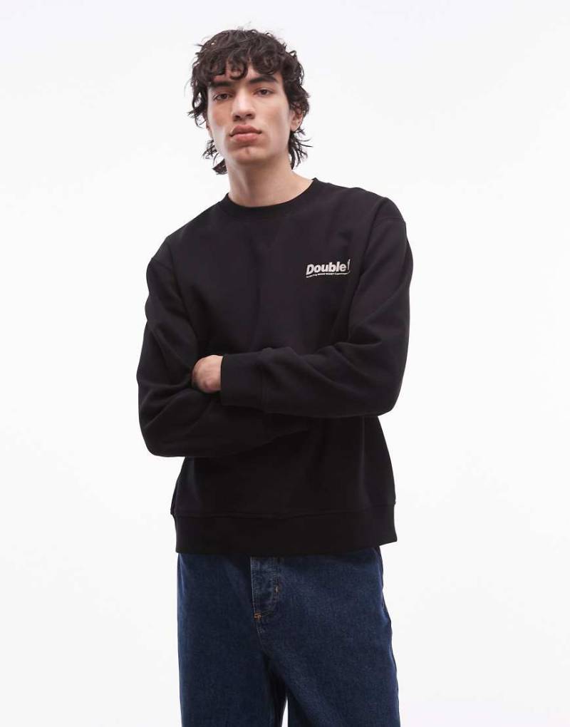 Double A By Wood Wood - James - Sweatshirt in Schwarz mit Rundhalsausschnitt und Doppel-Sonnenprint von Double A by Wood Wood