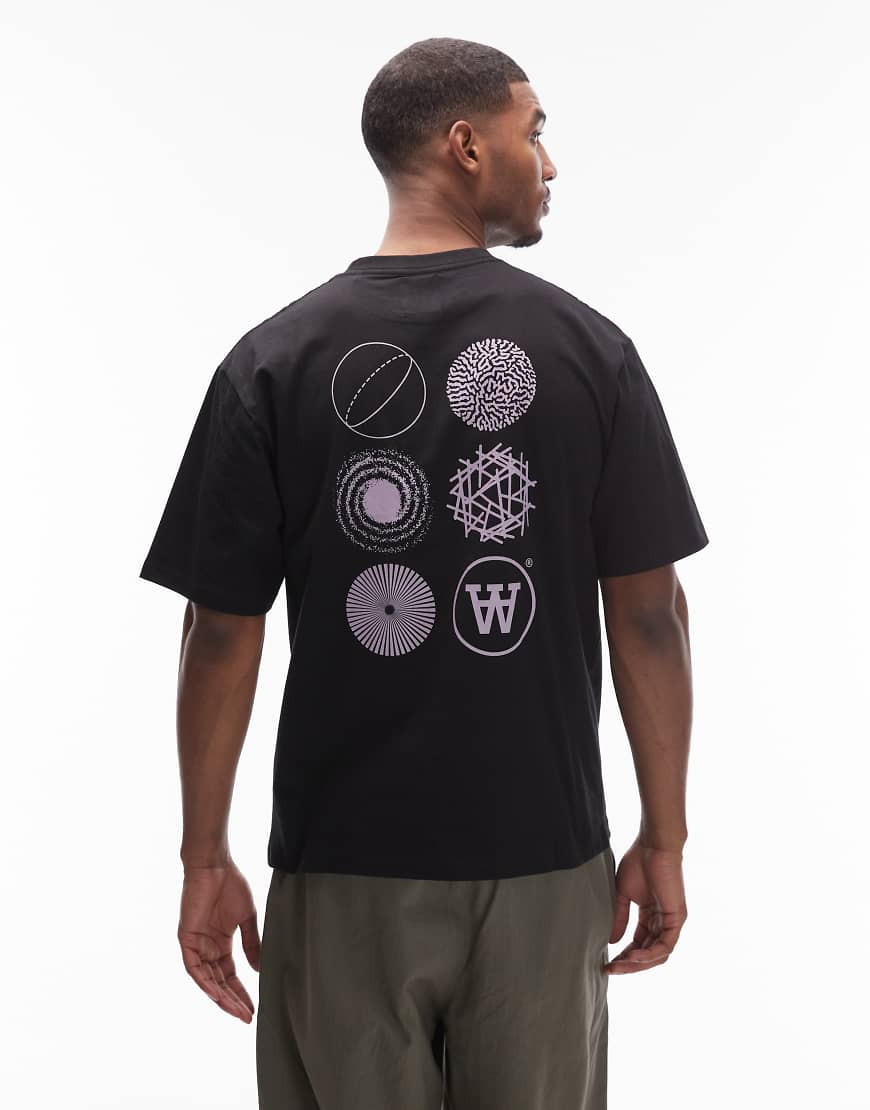 Double A By Wood Wood - Liam - T-Shirt in Schwarz mit Rückenprint von Double A by Wood Wood