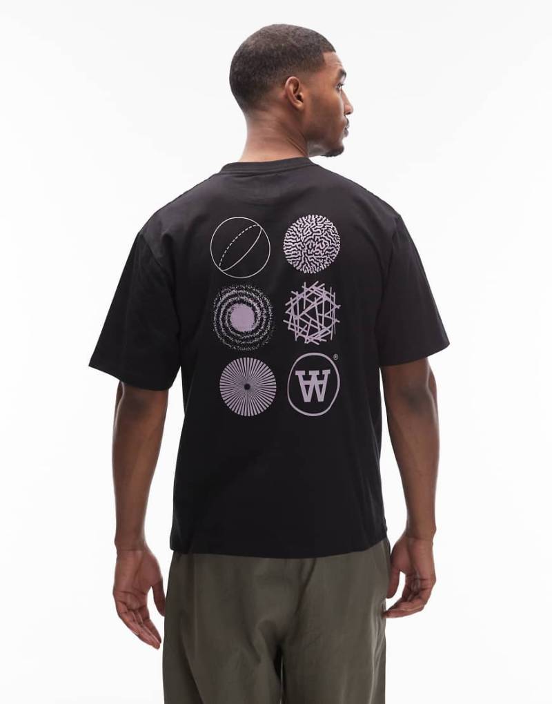 Double A By Wood Wood - Liam - T-Shirt in Schwarz mit Rückenprint von Double A by Wood Wood