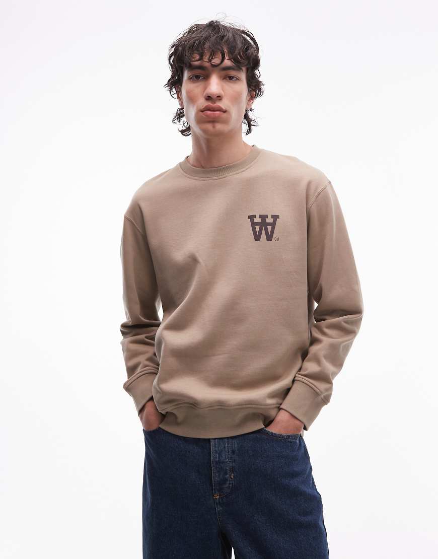Double A By Wood Wood - Noel - Sweatshirt in Beige mit Logo auf der Brust-Neutral von Double A by Wood Wood