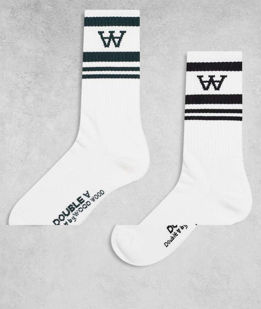 Double A By Wood Wood - Ryder - 2er-Pack Socken in Weiß von Double A by Wood Wood