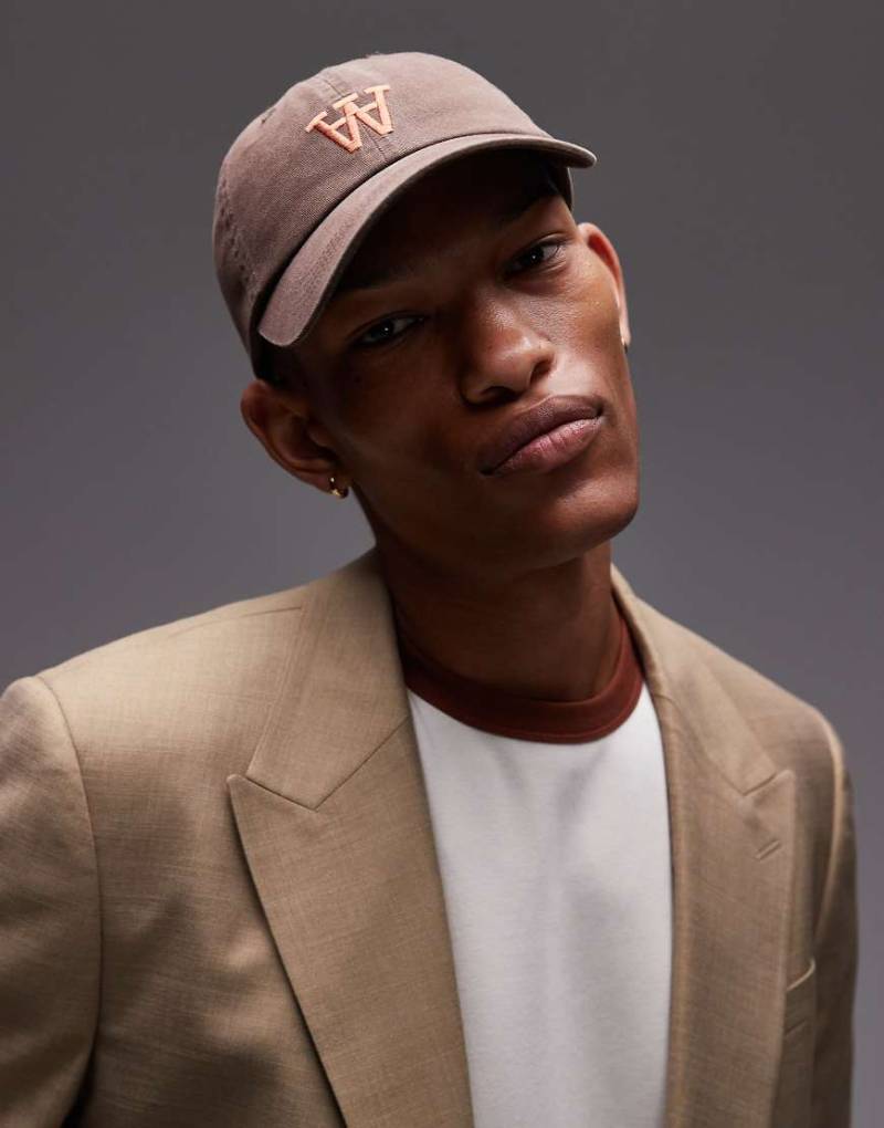 Double A by Wood Wood - Kappe in Braun mit Logo von Double A by Wood Wood