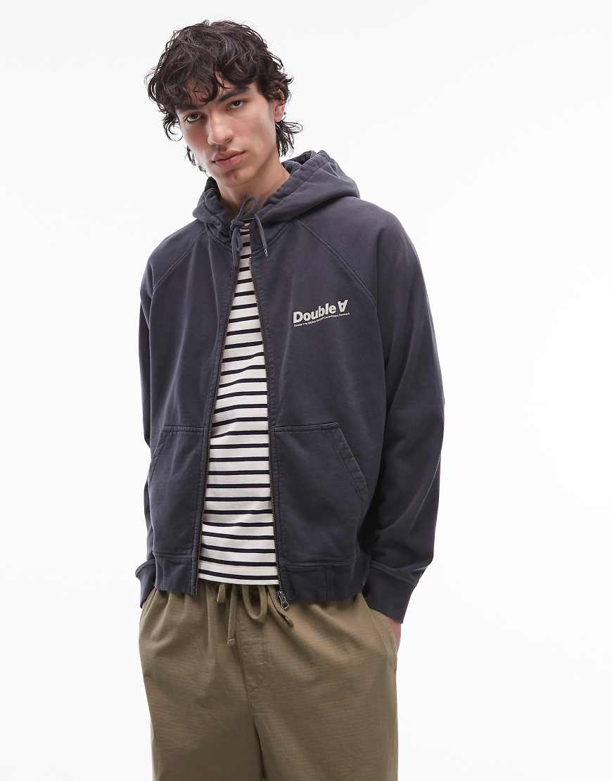 Double A by Wood Wood - Sven - Kapuzenjacke in Anthrazit-Grau von Double A by Wood Wood