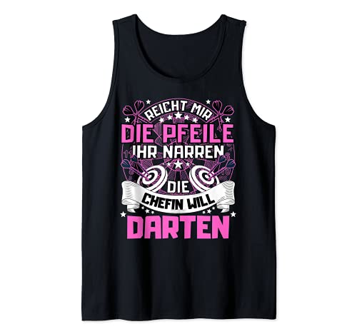 DIE CHEFIN WILL DARTEN! Darts Dart Frauen Dartspielerin Tank Top von Double-Out | Dart Dartspieler Darts Geschenke