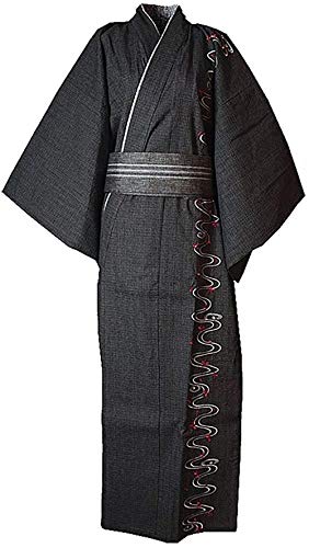 Men's Japanese Yukata Kimono Home Robe Pajamas Yukuata Dressing Gown Cotton (M, Schwarz B) von Double Villages