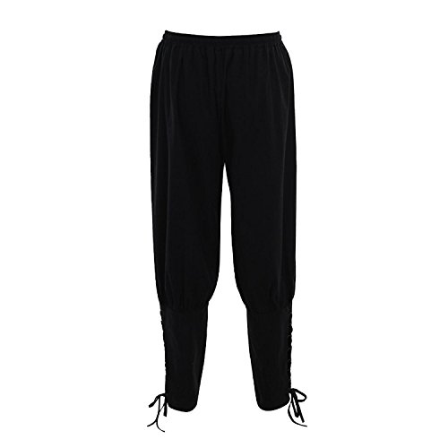 Double Villages Unisex Renaissance Pumphose Hose Mittelalter Wikingerhose Herren Wikingerhose Kostüm (as3, Alpha, l, Regular, Regular, Schwarz) von Double Villages