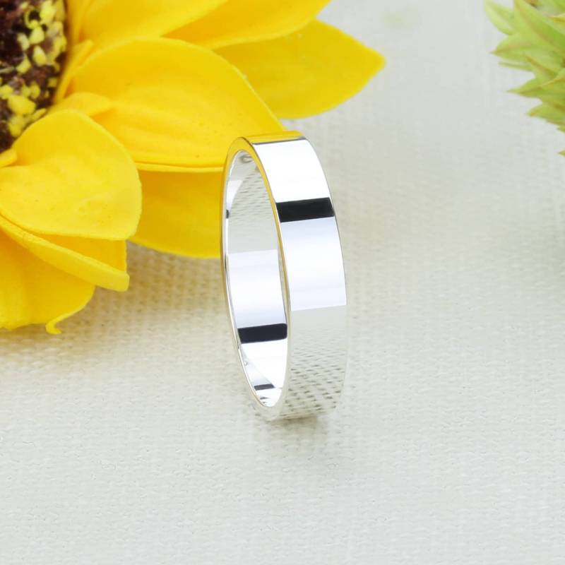 3 Mm Bis 8 Mm Flache Zigarren Band, Sterling Silber Ehering, Individuell Gravierte Ring von DoubleAccentJewelry