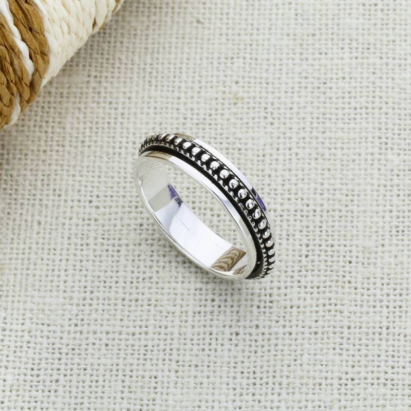 Benutzerdefinierte Gravur, 5 Mm Sterling Silber Ehering Für Männer Frauen, Oxidation Finish Spinner Ring, Versprechen Ring/Geschenkbox | Snrp141835 von DoubleAccentJewelry