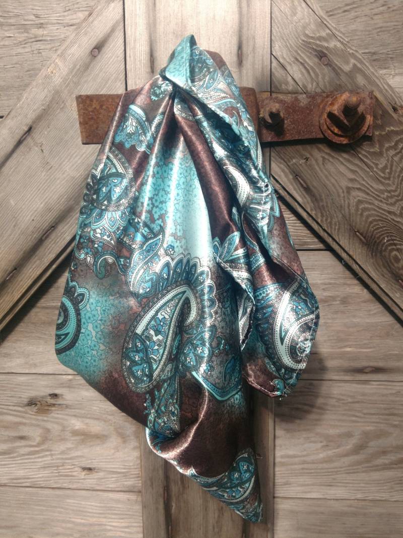 Wild Rag Türkis Und Braun Paisley Cowboy Western Halstuch Bandana Von Double B Rags von DoubleBWildRags