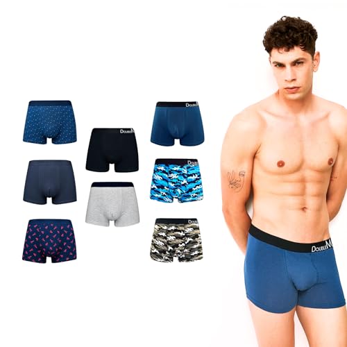 DOUBLE M, 2er-, 5er-, 8er-Pack Boxershorts, Herren-Baumwollslips, atmungsaktive und weiche Boxershorts, Bequeme Herrenunterwäsche, Muster, elastischer Bund, Alltagstauglich, Größen S bis XXL von DOUBLE M