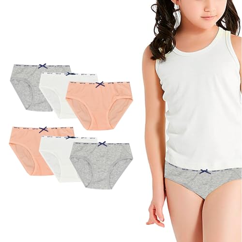 DOUBLE M, 6er Pack Baumwollslips für Mädchen, Saugfähige Unterhosen für Mädchen, weiche Unterwäsche, atmungsaktives und bequemes Material, alltagstauglich, Größen 2-14 Jahre von DOUBLE M