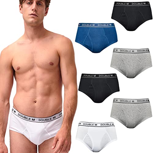 DOUBLE M, 6er-Pack Boxershorts für Männer, Boxer Slip aus Atmungsaktiver Baumwolle, Unterwäsche für Männer, Anliegend, Weich, Bequem, Elastischer Bund, Assortierte Farben, Größen M, L, XL, XXL von DOUBLE M