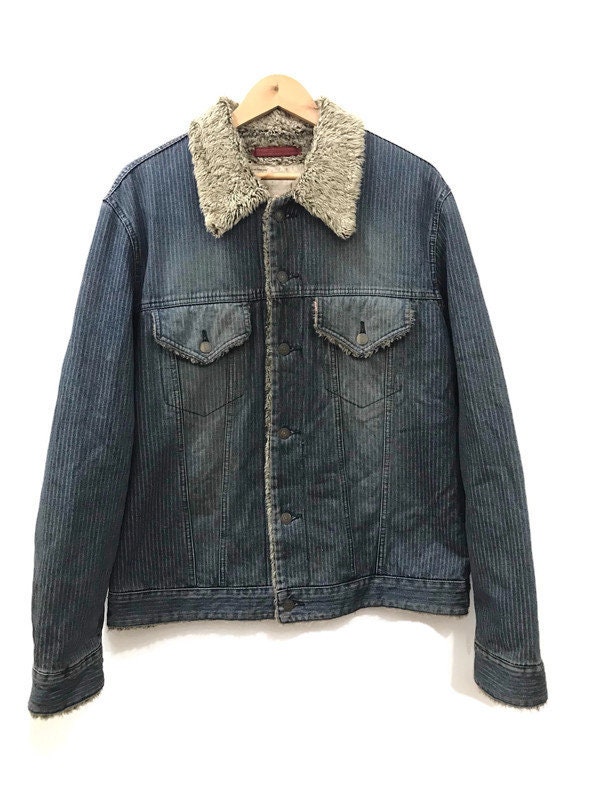 Vintage Levis Redloop Sherpa Indigo Wabash Jacke Trucker Japan Größe L von DoubleTaps