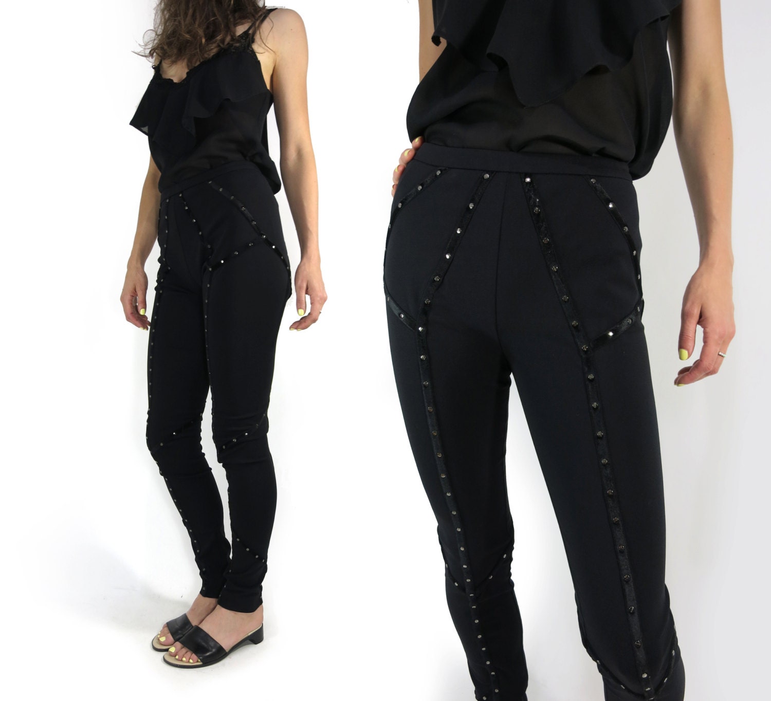 Viktor & Rolf Strukturierte Schnecken Schwarz High Rise Taille Skinny Stretch Hose Größe 27 Viktor & Rolf Strukturierte Schnecken Schwarz High Rise Taille Skinny Stretch Hose Größe 27 von DoubleVisionStore