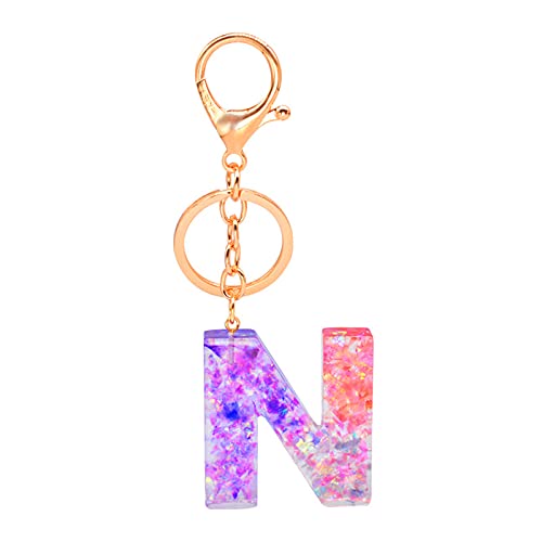 Damen Personalisiert Auto Schlüsselanhänger Alphabet Schlüsselbund Herren Kinder Harz Keychain Schlüsselhalter Cute Schultaschen Anhänger Kleine Ornamente Taschenanhänger Netter Anhänger (N) von Doublehero