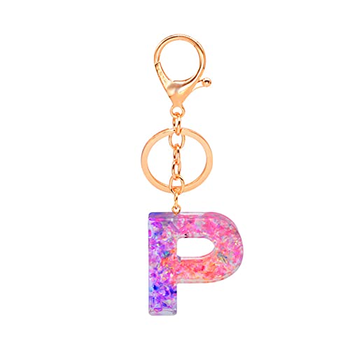 Damen Personalisiert Auto Schlüsselanhänger Alphabet Schlüsselbund Herren Kinder Harz Keychain Schlüsselhalter Cute Schultaschen Anhänger Kleine Ornamente Taschenanhänger Netter Anhänger (P) von Doublehero