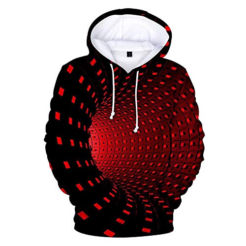 Doublehero 3D Kapuzenpullover Coole Print Serie Herren Unisex Hoodie Sweatshirt 3D Bedruckte Tunnelzug Pullover Fleece Mit Taschen Sweatjacke Kapuzenjacke Top Bluse Warm Mantel Jumper (XL,Rot) von Doublehero