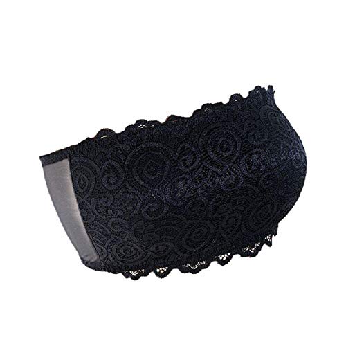 Doublehero Damen Bandeau BH Push Up Gepolsterter Trägerloser Bralette Weich BH Nahtloser Tube Top BH, Unsichtbare Rückenfreie Spitzenunterwäsche mit Polster,Verschiedene Größen (Schwarz) von Doublehero