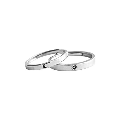 Doublehero Damen-Damenring Edelstahl Ring-Strass-Inlay Ring Damenöffnung und einfaches Set großzügige Pärchen Ringe Set Für Damen Silber (b-Silver, One Size) von Doublehero