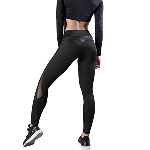 Doublehero Damen Dance Fitness Freizeit Sport Trainingshose Yogaposition Naht Sexy-Leggings Mesh-Jogginghose für Frauen Jogginghose Leggins Mit von Doublehero