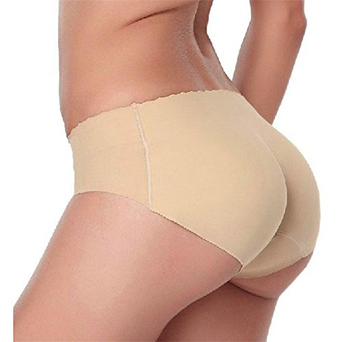 Doublehero Damen Unterhose Padded Höschen Push Up Gepolstert Unterhose Slip Panties Bodyshaper Popo Höschen Shapewear Seamless Große Größen Slip (L, Fleisch) von Doublehero