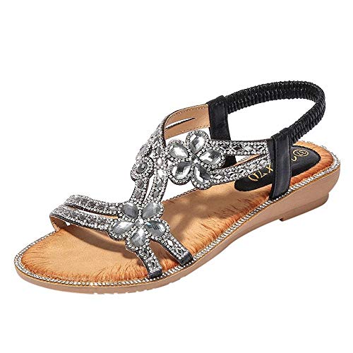 Doublehero Damenmode Lässig rom solide flip Flops niedrigen Ferse Sandalen keilabsatzschuhe Damen Strass Dauerhaft Riemensandalen Party Schuhe Flach Sandalen Strandschuhe Freizeitschuhe Hausschuhe von Doublehero