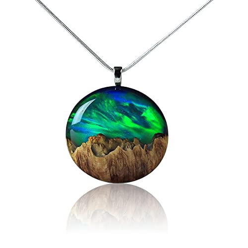 Doublehero Halskette Herren Damen, Aurora Borealis Elegant Nordlichter Ketten Anhänger Schmuck Kette, Kette Anhänger Geschenke für Mädchen Frauen Mama Oma Freundin Mama (45) von Doublehero