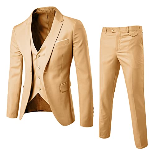 Doublehero Herren Anzug Slim Fit 3 Teilig Anzüge Herrenanzug Sakko Anzughose Weste Slim Fit Anzüge Einreiher Sakko Weste Hose für Business Hochzeit von Doublehero