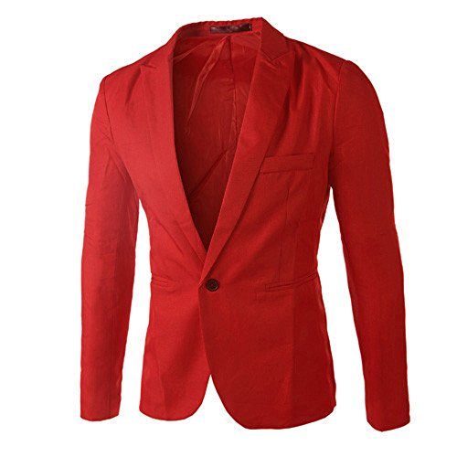 Doublehero Herren Anzugjacke Mit Blumenmuster Slim Fit Men 's schlank Anzug Mantel Charm lässige Herrenoberteile eine Jacke fit One Knob Herren Blazer Grau (Red, M) von Doublehero