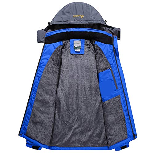 Doublehero Herren Übergangsjacke Leicht Winter Jacke Wasserdichte Snowboard-Regenmantel Herren Windbreaker mit warmen Kapuzen Jacken für Herren Mäntel & Jacken Bomberjacke Blau (Blue, XXXXL) von Doublehero