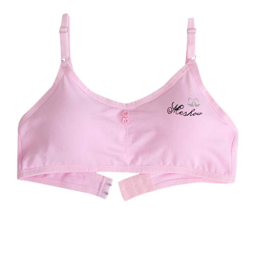 Doublehero Kinder Mädchen Unterwäsche Einstellbare Top-BH Weste Teenager weiche Baumwolle Cartoon Kein stahlring Student einstellbare Dessous Underwear Kleidung (65-75CM, Rosa) von Doublehero