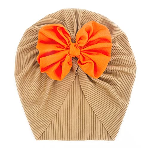 Doublehero Mädchen Brötchen Knoten Stirnband Mütze Caps Kleinkind Baby Jungen Mädchen Cap Bowknot Ribbed Elastics Turban Hat Mützen Für Jungs (Coffee, One Size) von Doublehero