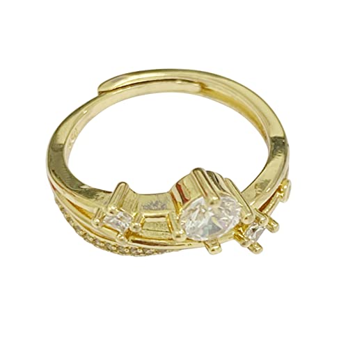 Doublehero Ring für Damen An Meine Tochter Geometrie Ring Gold Geometrie Strass Ring minimalistischen Angst Ring Geschenk für sie zurück zur Schule Geschenk Leder Ringe (Gold #1, One Size) von Doublehero
