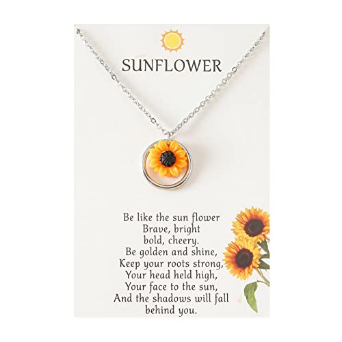 Doublehero Sonnenblume Anhänger Halskette Modeschmuck Accessoires Damen und Geburtstagsgeschenk Kette Damen Herz Halskette (Silver-9, One Size) von Doublehero