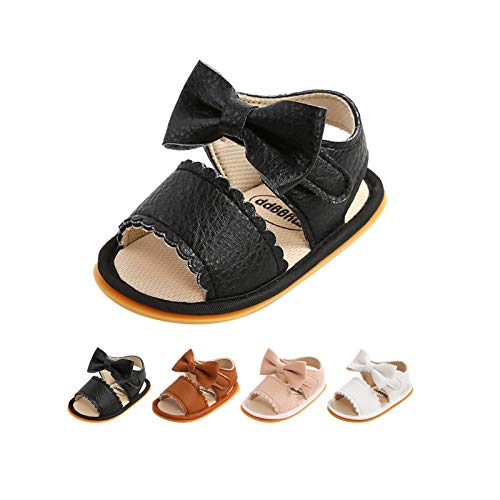 Doublehero Unisex Baby Boys Girls Sandalen rutschfeste Sommerschuhe mit weichen Sohlen und Gummisohlen für Kleinkinder First Walker (Weiß, Numeric_20_Point_5) (Schwarz, Numeric_20_Point_5) von Doublehero