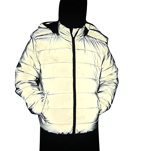 Herren Reflektierende Winterjacke Herren Winterjacke Leicht Mode Oberbekleidung Mäntel Jacke Gefüttert Weich Warm Kurze Jacken Tasche mit Kapuze Eleganter Mantel Laufjacke Reflektierend Damen von Doublehero