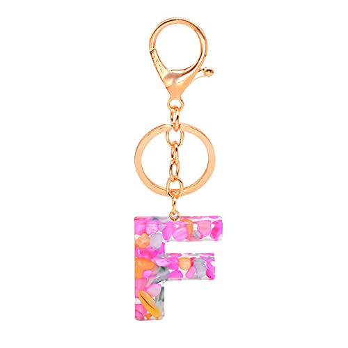 Personalisiert Alphabet Schlüsselanhänger Auto Schlüsselbund Damen Herren Kinder Harz Keychain Schlüsselhalter Cute Schultaschen Anhänger Kleine Ornamente Taschenanhänger Netter Anhänger (F) von Doublehero