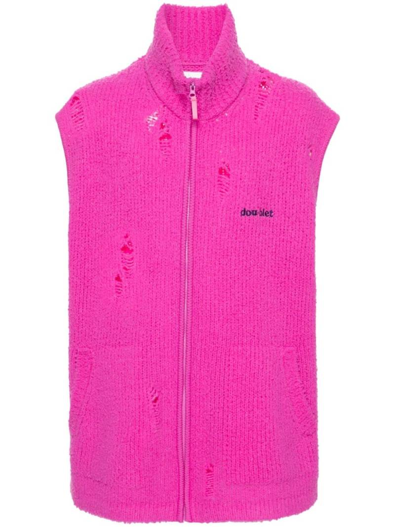 Doublet Distressed-Weste mit Logo-Stickerei - Rosa von Doublet