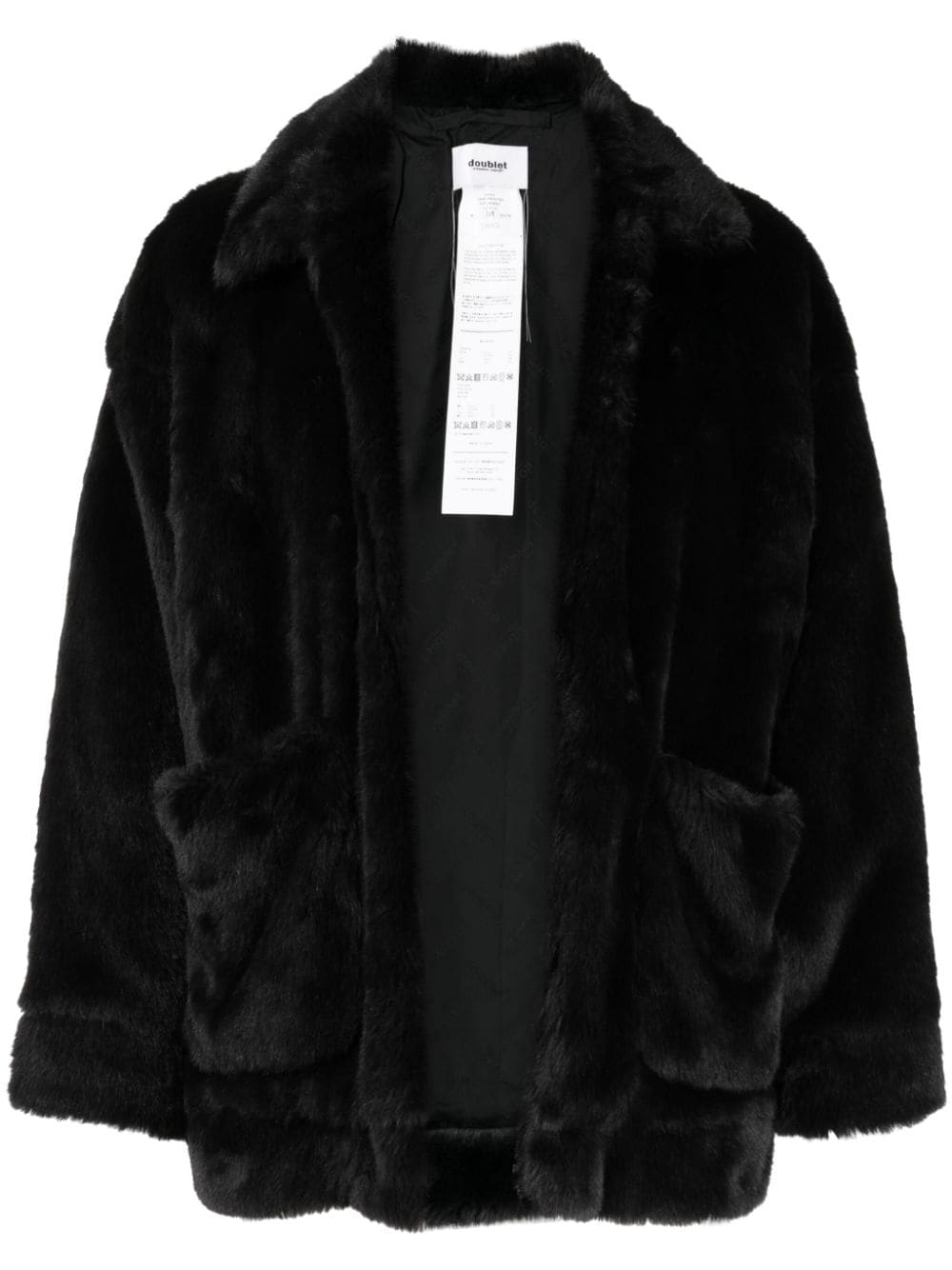 Doublet Jacke aus Faux Fur mit Pandamotiv - Schwarz von Doublet